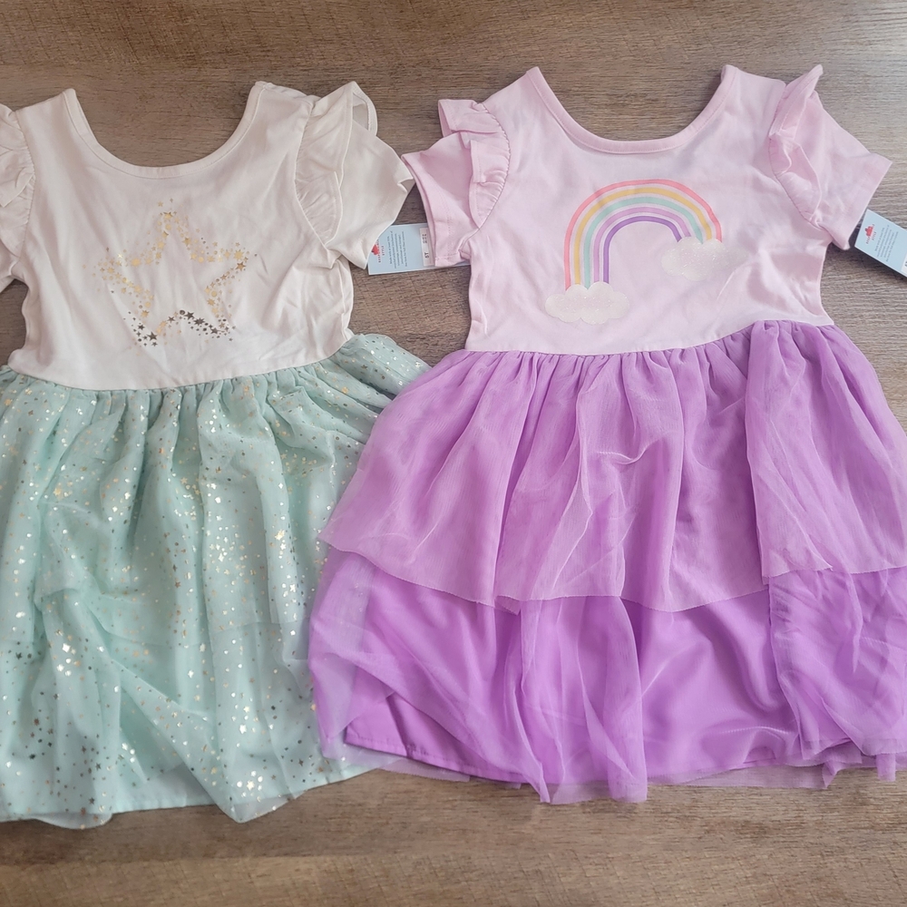Girls' Star and Rainbow Tulle Dresses Lot SIze 2T